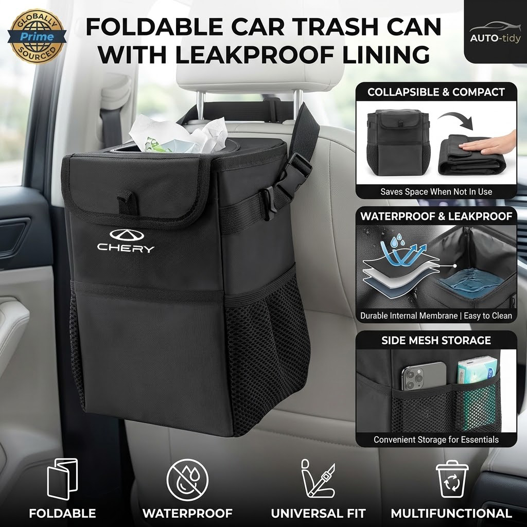 Waterproof Car Trash Can With Lid - Faltbarer, tragbarer, auslaufsicherer, wasserdichter Mülleimer mit