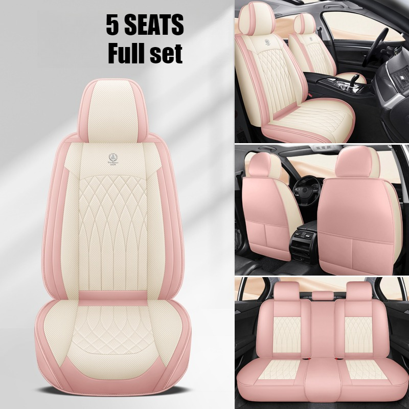 Leather Car Seat Covers Full Set Universal - 5-Sitzer Universeller Autositzbezug-Set für Damen und