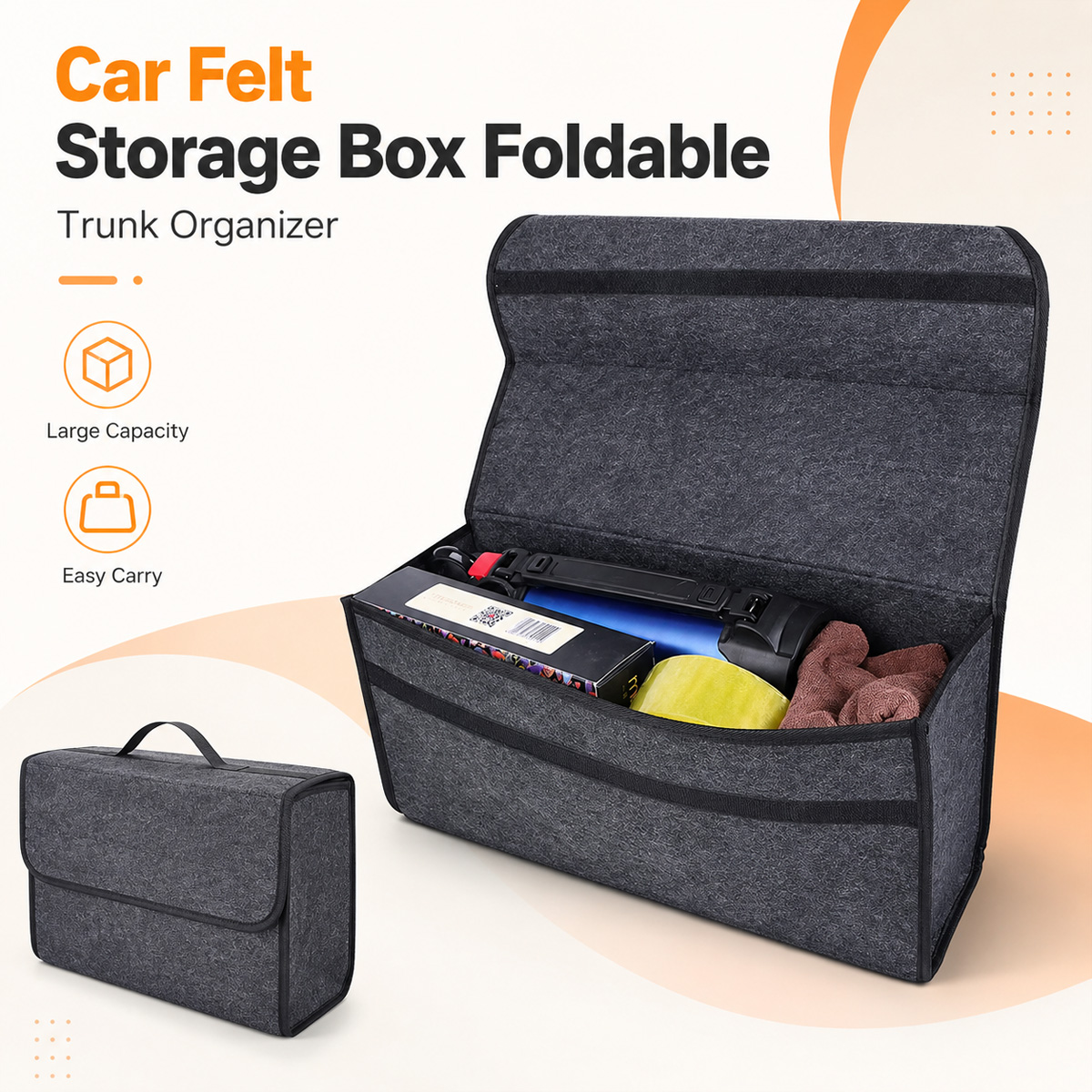 Car Trunk Organizer Foldable Storage Box - YONGRUN Faltbare Filz-Auto-Aufbewahrungsbox, Kofferraum-Organizer, leichte Gepäckbox